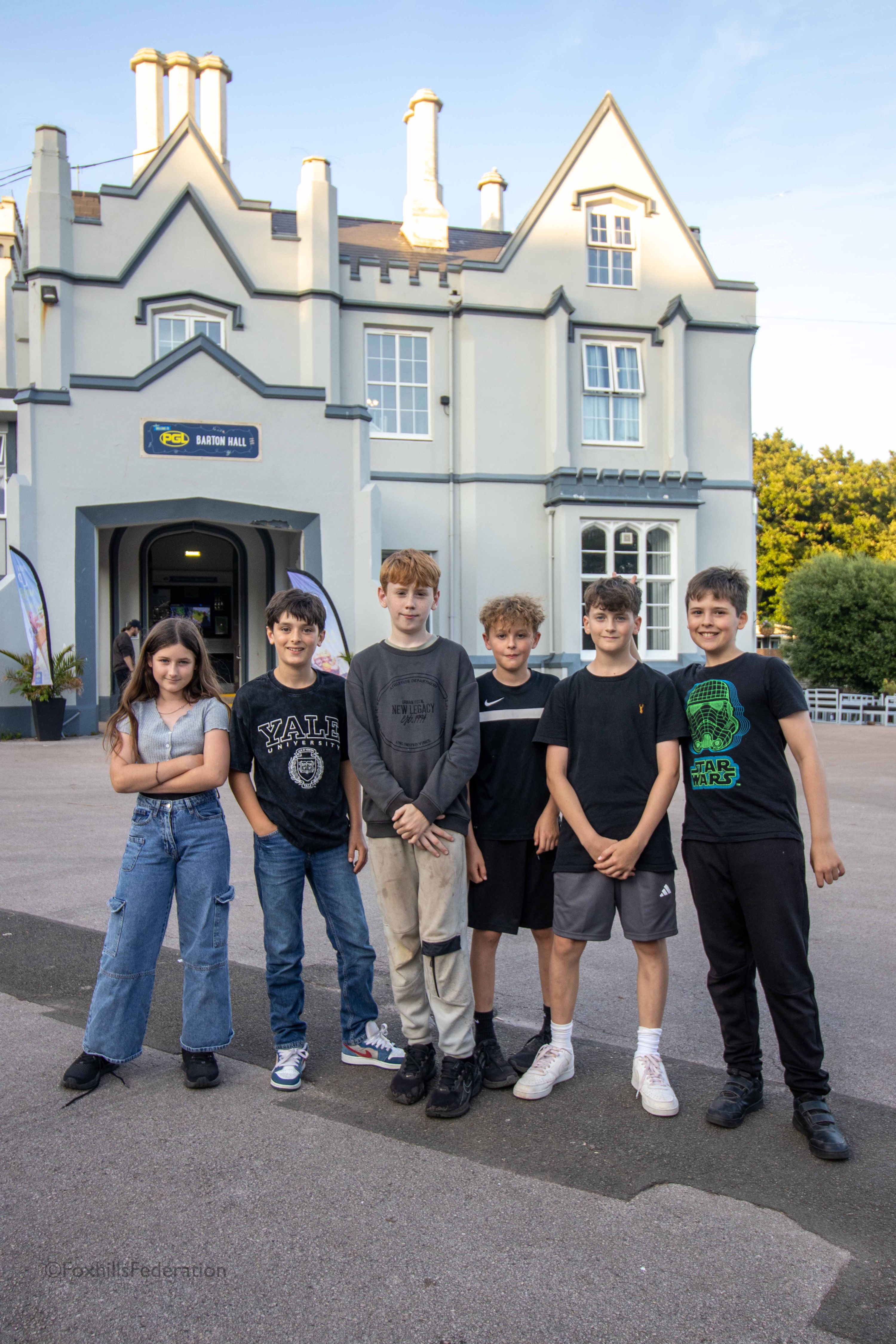 A group of children pose before the disco