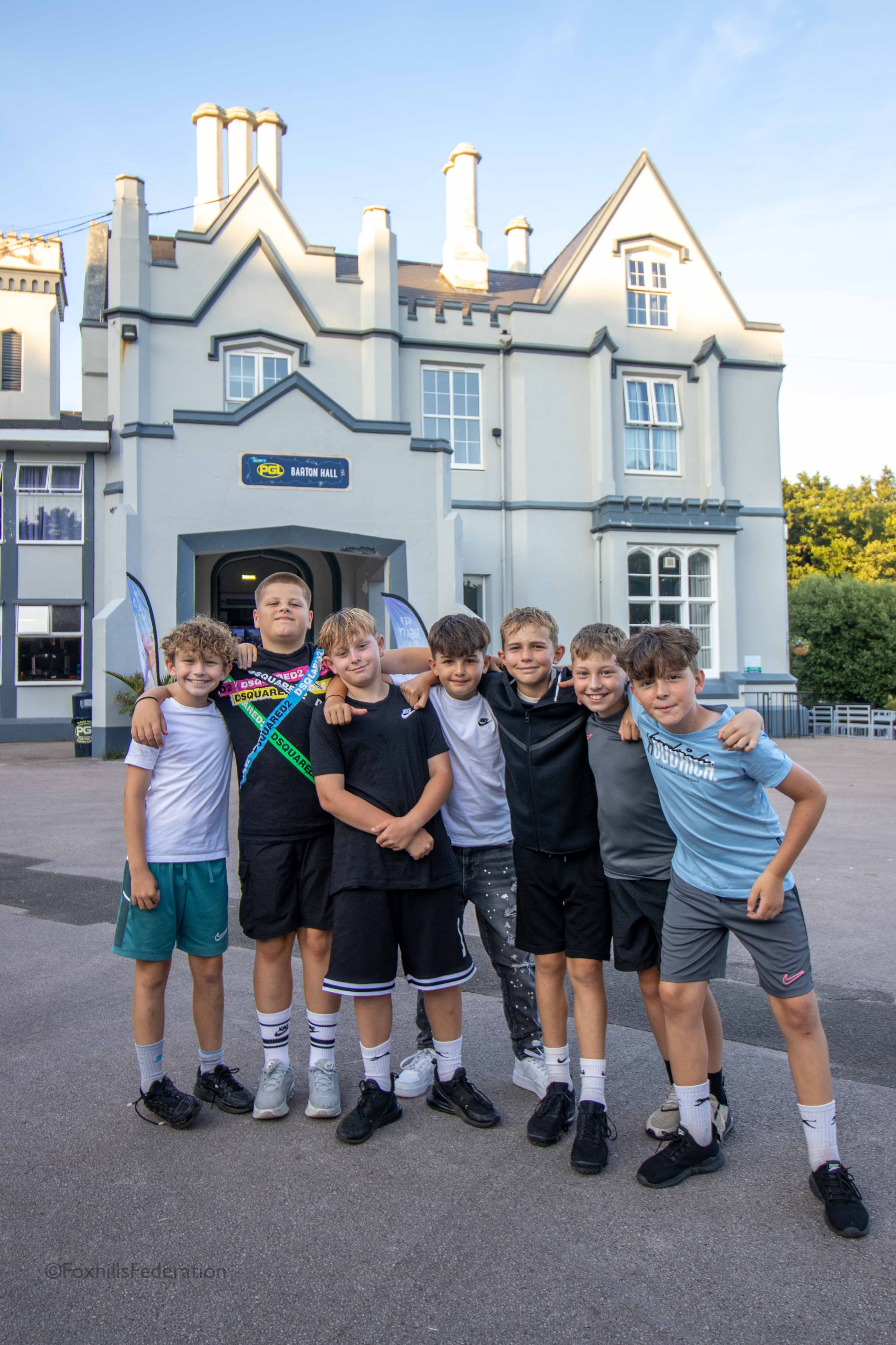 A group of children pose before the disco