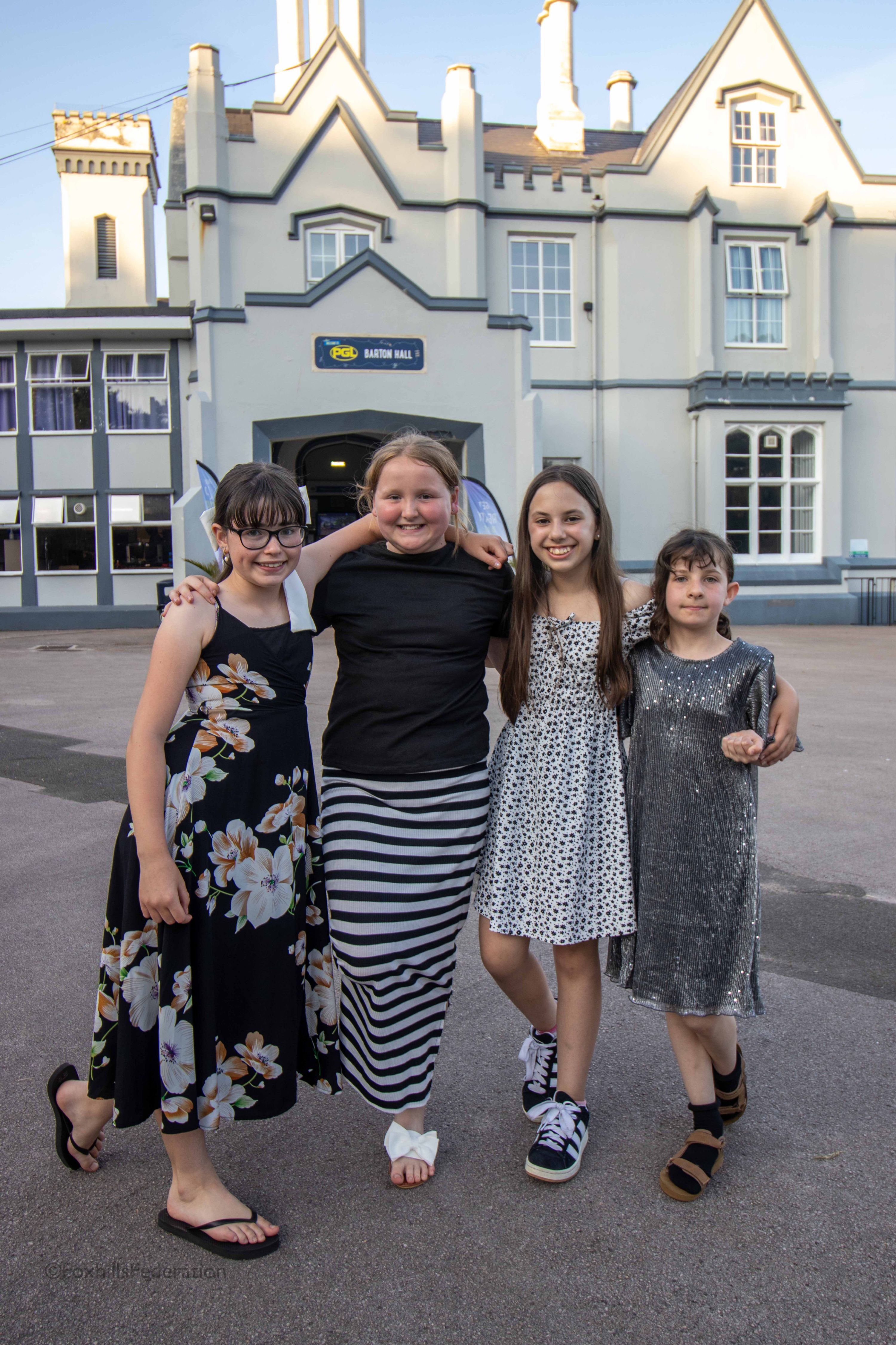 A group of children pose before the disco